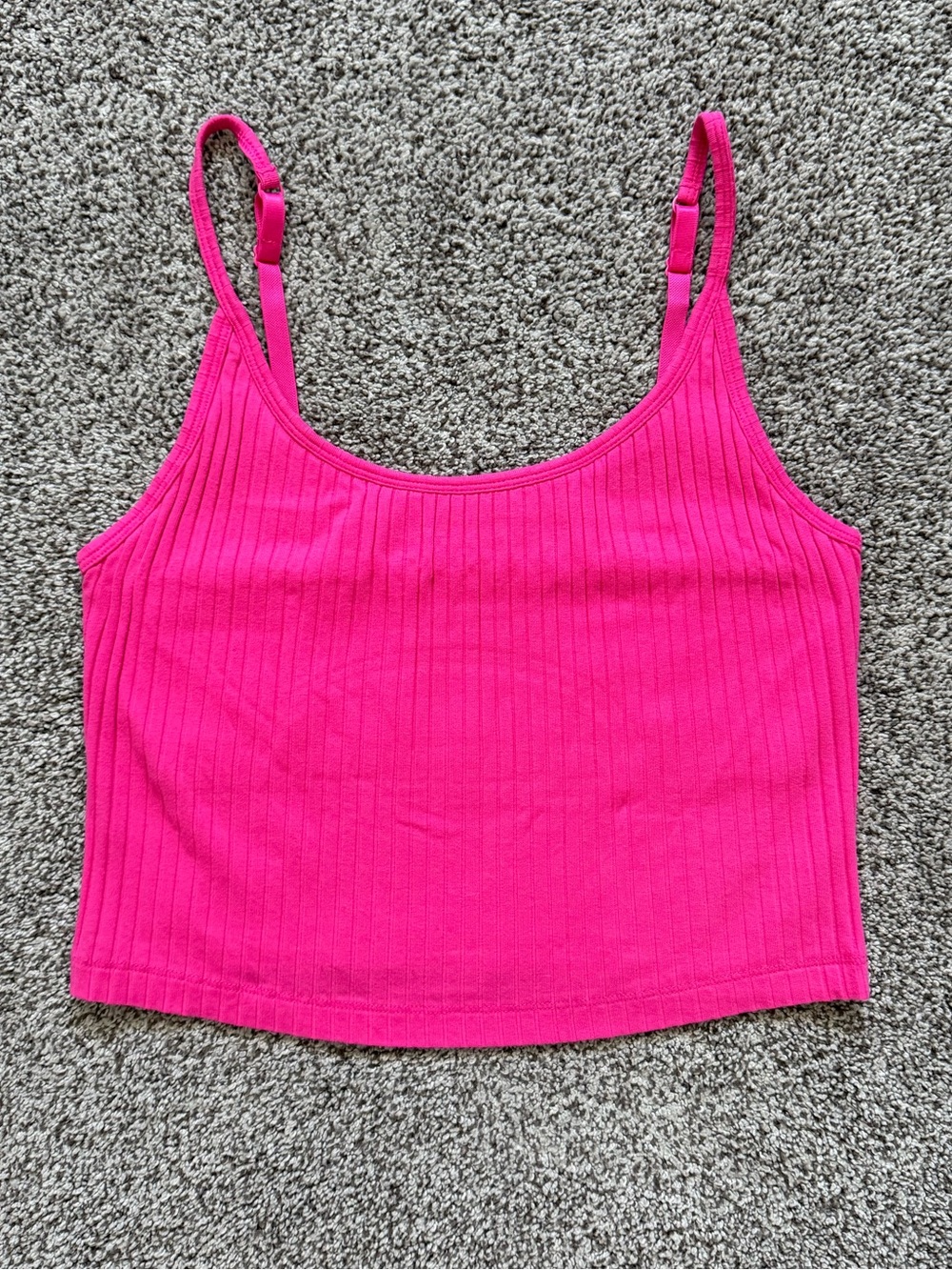 Old Navy Hot Pink Rib Knit Crop Tank Top With Built In Bra